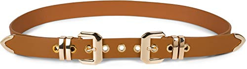 styleBREAKER Damen Gürtel Doppelschnalle Metall | 2,8 cm breit, stufenlos auf individuelle Länge anpassbar, variables Taillen- oder Hüft-Accessoire, Anleitung inklusive.
