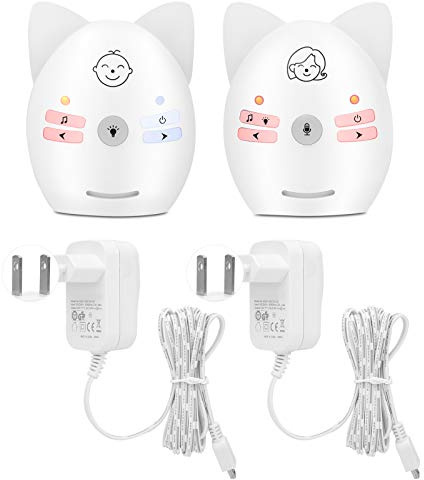 Digitales Babyphone, Babyphone Tragbares Drahtloses Zwei-Wege-Audio-Babyphone mit Nachtlicht für Babys(Europäische Stromversorgung)