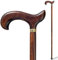 Gehstock Gehhilfe Spazierstock Buche Derbygriff Goldfarbenes Schmuckband Gummikapsel Farbe Dunkelbraun Länge Wählbar Belastbar Bis 100kg Eigengewicht Ca. 330g Für Mehr Gangsicherheit