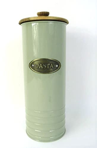 Kitchen Storage Pasta Jar Pot Tall Metal Pasta Badge Olive Green Gold