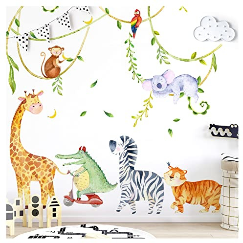 Grandora XXL Wandsticker Set Safari Tiere Wandtattoo Baby Kinderzimmer DL804-5