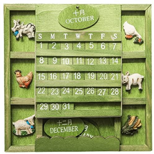 YMXWFC Tischkalender 2022 Vintage Kreative Schreibtischkalender 2022, Wallmount Hölzerne einstellbare Würfel Kalender Perpetual Schreibtischkalender for Wohnamt Ornamente Rekordzeit (Color : Green)
