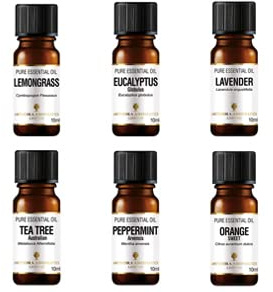 Amphora Aromatics TOP 6 Essential Oil Set, 10ml Pure Essential oils, Lavender, Eucalyptus, Sweet Orange, Peppermint, Lemongrass & Tea Tree.