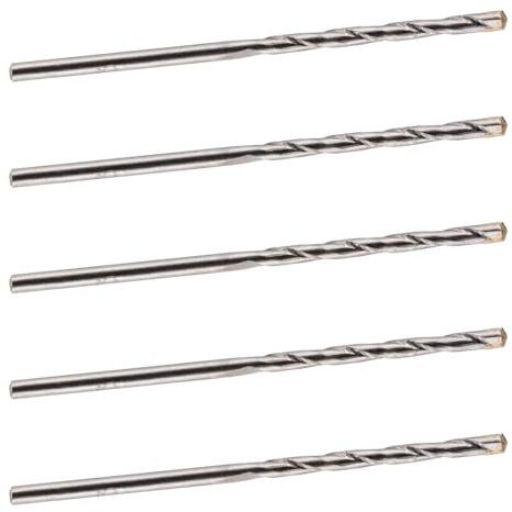 Rennie Tool - 5pcs 4mm x 75mm Long TCT Masonry Drill Bit Set | For Concrete Brick Porcelain Ceramic Tile Plastic Wood Etc. Tungsten Carbide Tipped Masonry Drill Bits