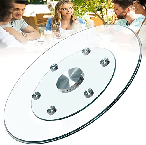 YILEFU Esstisch Drehteller Rund Lazy Susan Gehärtetem Glas Servierplatte 360° Drehbar Drehplatte Leise Servierteller Für Tischplatte, Pflegeleicht,Transparent,Thick12mm-80cm