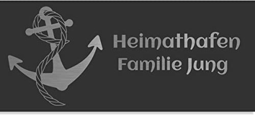 Jung Edelstahl Design Türschilder - Namensschilder V2A Edelstahl - incl. Gravur - Hinweisschilder Edelstahl/anthrazit oder weiß wählbar (Anthrazit RAL 7016, 80x35 mm)