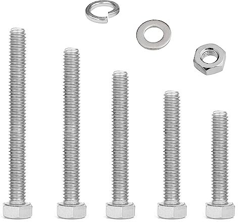 Juego de tuercas y pernos M6, juegos de pernos hexagonales de acero inoxidable con arandelas, tornillos de máquina más largos surtidos, pernos totalmente roscados para coche, bicicleta, muebles,