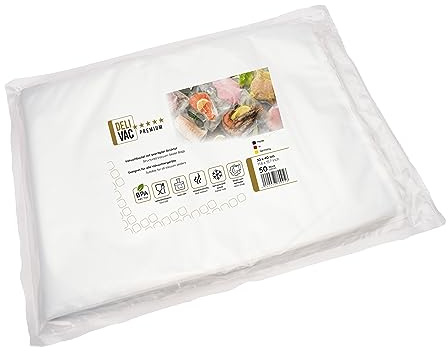 DeliVac Vakuumierbeutel 30 x 40 – 50 Stück, geprägte Vakuumbeutel für alle Vakuumierer, BPA-frei, lebensmittelecht, ideal für Sous-Vide, Gefrierschrank & Lebensmittelaufbewahrung