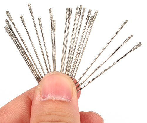 Headerbs 20PCS 1mm Forets Lapidaires Revêtus de Diamant Forets Solides Aiguille pour Bijoux Agate