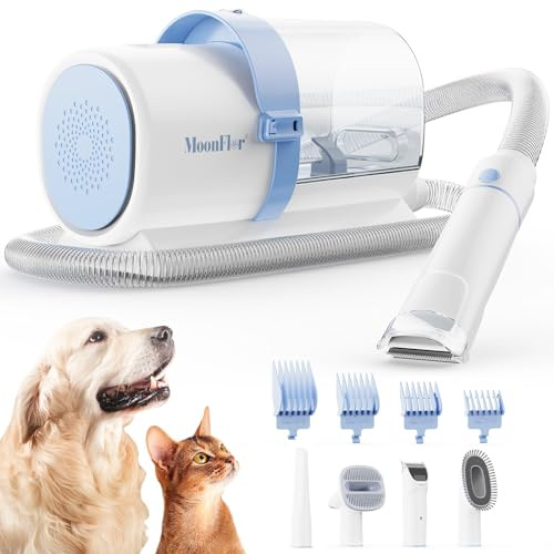 Moonflor Dog Grooming Kit with 2.5L Large-Capacity 10Kpa Dog Vacuum for Shedding,Low Noise Dog Hair Remover with 5 Proven Pet Grooming Supplies, Quiet Hair Clippers Set for Cats Dogs Pets