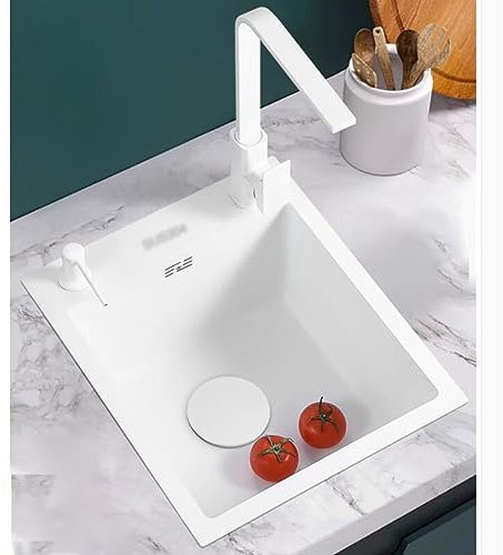 CIRONI Fregadero de sifón de Cocina Fregadero de Acero Inoxidable Blanco Que Ahorra Espacio Barra de Cocina Fregadero de tamaño pequeño Lavabo de Frutas y Verduras Baño Fregaderos de Piscina de AGU