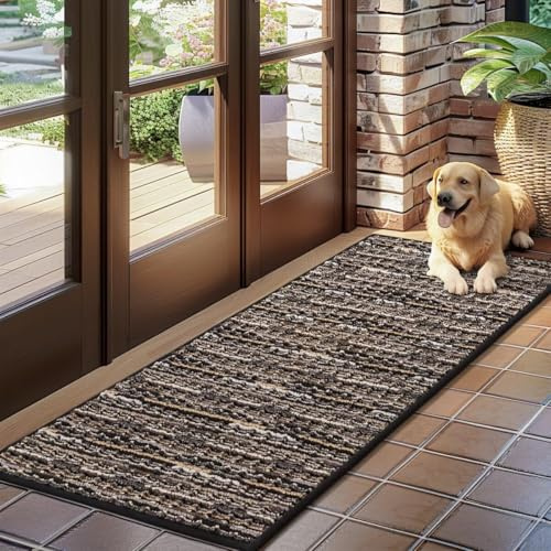Biscpro Fußmatte 50x120cm Schmutzfangmatte Innen,Rutschfeste Waschbar Fussmatte,Sauberlaufmatte Teppich für Eingangsbereich,Haustür,Patio,Flur,Garten