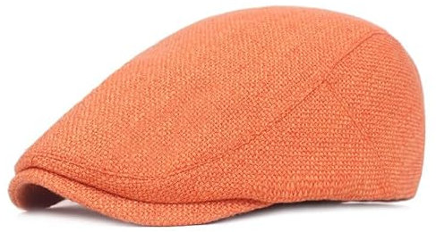 JZTDYPP Schiebermütze Herren Herrenhüte, Retro-Baskenmütze, Für Damen, Baumwollvisiere, Fischgrätenmuster, Flache Newsboy-Kappen, Lässige Künstler-Schirmmütze, Gorras, Orange, Einheitsgröße
