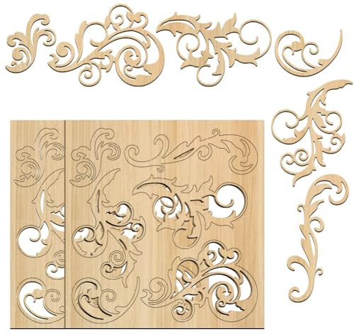 BENECREAT 2 Sets 12pcs Leafy Swirls Embellishments for Crafting, 14.5x15.2cm Curved Vine Cut Chipboard Embellishments for Card Making and Scrapbooking