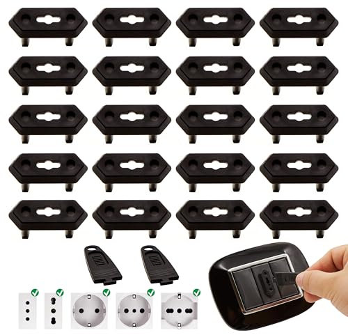 A&M Italia Copriprese per Bambini - 20 Copri Prese Elettriche in ABS Certificato EN-71 e 2 Chiavi