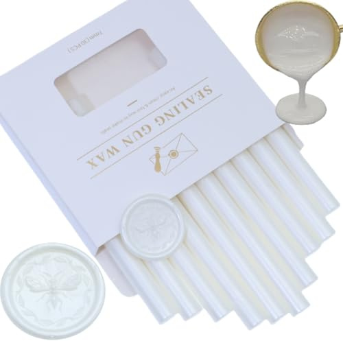Wax Seal Sticks, Atobpp 10pcs Wachs Seal Sticks Klebepistole Dichtung Wachs Sticks für Wachs Seal Stempel, Buchstaben Wachs Seal Sticks für 0.43'' Klebepistole Wachs Seal Sticks (Perlweiß)