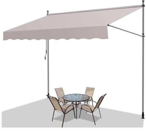 Klemmmarkise Markise Balkon，Klemmmarkise 200/250/300/350/400cm breit,ohne Bohren Einziehbare Markise UV-beständig & höhenverstellbar, Einziehbare Markise mit Handkurbel ( Color : A , Size : W250cm(98.