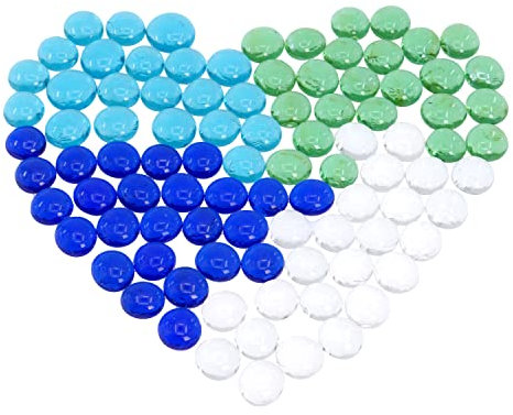 DARANCA Glaskiesel in gemischten Farben, Glaskiesel for Füllen von Vasen, 400 g runde, klare Glaskiesel in gemischten Farben – Perlen, abgerundete, Flache Glasnuggets, Glasmurmeln