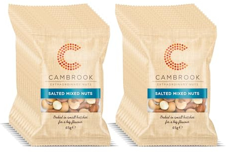 Cambrook - Baked & Salted Mixed Nuts, 45g Bags, Pack of 24 | Individually portioned for hotels, bars, and catering, offering a savory snack option ready for immediate guest service.