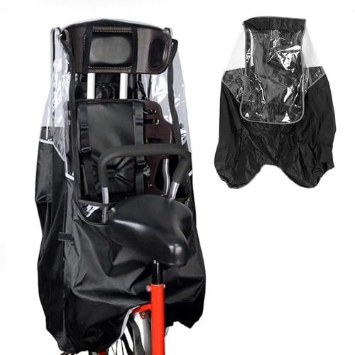 XUHCLY Fahrrad Regenschutz Abdeckung,Wasserdicht Atmungsaktiv Fahrrad Kindersitz Regenüberdachung,Fahrrad Regenmantel,Regenschutz für Kinderfahrradsitz(Color:Black)