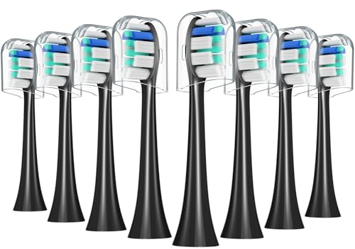 REDTRON Ersatzbürstenköpfe kompatibel mit Philips, 8 Stück Plaque Defense Zahnbürstenköpfe, kompatibel mit ProResults, Flexcare, FlexCare Platinum, Healthywhite, EasyClean (Schwarz),Stil 2