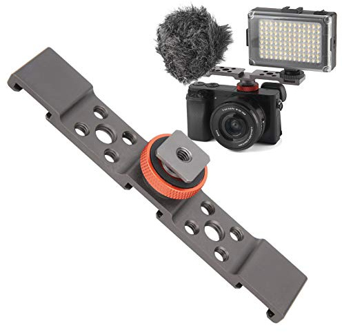 3-in-1-Blitzschuhhalterung, Blitzschuh-Halterung, Verlängerungsstange, universeller Blitzschuh-Adapter für Handy-Kamera, Aluminium-Fotografie-Zubehör (Grau)