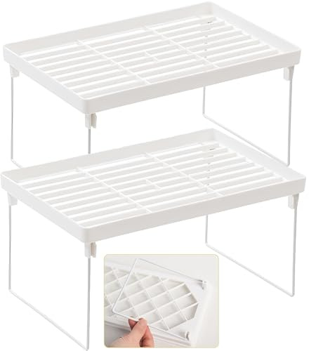 Jlnmmn 2 Piezas Estantes de Cocina, Estantes Apilable de Cocina, Estante de Especias Apilable, Estanteria Organizador Cocina, Estante de Escritorio Apilable, Organizador de Armario de Cocina