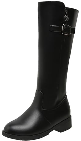Stivali sopra il ginocchio da donna Sexy Largo Elasticizzato, Stivali alti al ginocchio Con Fibbia a Gambo Lungo Tacco Basso Stivali in pelle Similpelle Stivali da equitazione Eleganti Stivali alti
