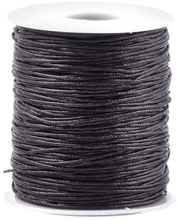 CABODYALS 91.44M 1.5MM Corda di Cera Marrone Scuro Filo di Cotone Cerato Liscio Corda Rotonda Morbida per Braccialetti Rotoli Sfusi con Bobina per Cucito, Confezionamento, Bigiotteria, Trapuntatura, M