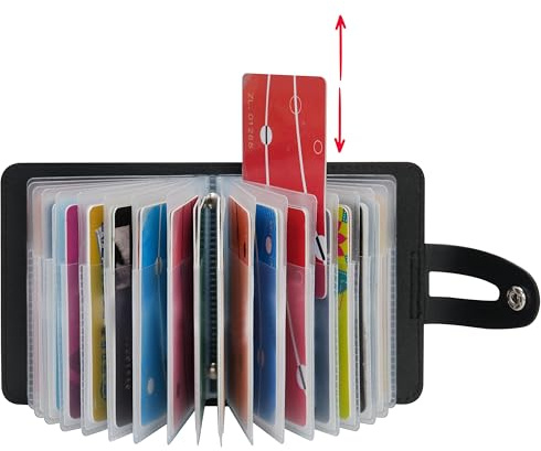 KELEKELE Echt Leder Kartenetui für Damen und Herren Kreditkartenetui-40 Karten (Schwarz)