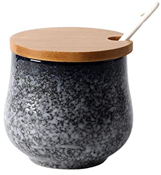 Sucrier japonais avec couvercle, pot de rangement en céramique rétro, petit pot à sucre de 200 ml, pot à épices for récipient à sucre, for café, restaurant, maison-g-200 ml pots à épices de cuisine de