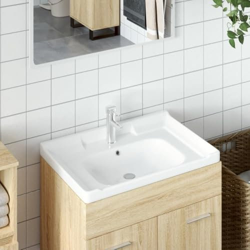 ShGaxin Lavabo de baño Rectangular cerámica Blanco 71x48x23 cm, Lavabo sobre Encimera, Lavabo Baño, Muebles De Baño, Mueble Lavabo