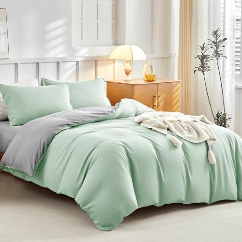 Tokokimo Set di biancheria da letto da 4 pezzi, copripiumino da 220 x 240 cm + lenzuolo con angoli 160 x 200 cm, con 2 federe da 65 x 65 cm, in microfibra, stile semplice e classico, tinta unita,
