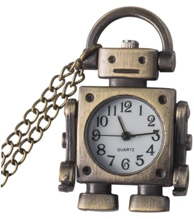 VALICLUD Vintage Roboter Taschenuhr als Halskette, Leichte Legierung | Kunststoffdetails, Portable Ausführung, Roboterform im Retro Stil, für Geburtstage und Festivals