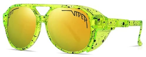 LIANTIAN Große Sonnenbrille, Pilotensonnenbrille mit Strukturiertem Scharnier und bequemen Nasenpads, modische Sonnenbrille für Partys und Angeln(Style D,15 * 12 * 5 cm)