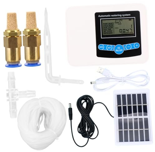 CAXUSD Digitaler Bewässerungstimer Mit Doppelpumpensteuerung 3 Täglichen Bewässerungszeiten 0-9999 Sekunden Solar Und USB-ladefunktion