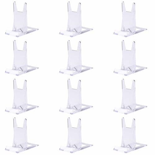12 Cavalletti Trasparenti Regolabili - Supporti Multiuso in Acrilico per Esporre Libri, Telefoni, Piatti & Foto, Ideali per Negozi o Collezioni Personali