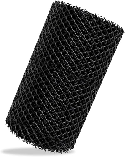 AIBULO Gutter Mesh Guard Roll 16cm x 5m – Heavy-Duty Anti-Rust Plastic Mesh for Standard UK Guttering – Stops Leaves & Debris – Black Drain Protection Netting – Quick & Easy Installation