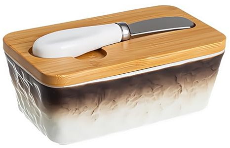 Beurrier avec couvercle et couteau pour comptoir, porte-beurre en céramique de couleur unie