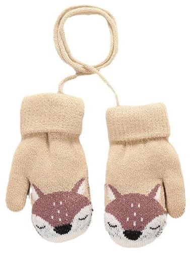 Ccomage Süße Fäustlinge Baby mit Schnur Jungen Mädchen Winter Strickhandschuhe Kleinkind Gestrickte Handschuhe Warme Fleece-Gefütterte Handschuhe für 0-3 Jahre