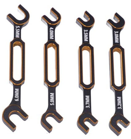 Gavigain 4PCS RC Wrench Set 3.0mm, 3.2mm, 3.5mm, 3.7mm, 4.0mm, 5.0mm, 5.5mm, 6.0mm Turnbuckle Nut Ball Joint Remover Compatible with RC Car Boat RC Drone (Oro)