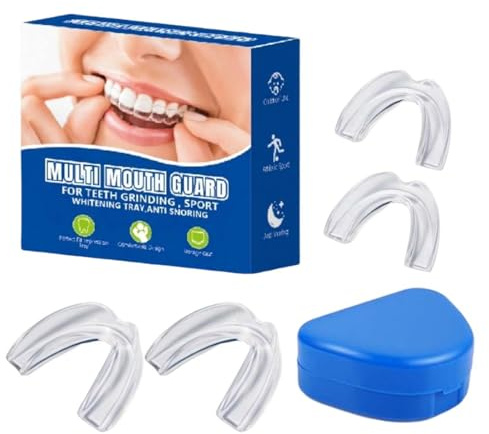 UIEXAY Lot De 4 Attelles Anti-Grincement Des Dents Nocturnes, Gouttière Dentaire, Protège-Dents, Réutilisable, Attelle Pour Réduire Le Grincement Des Dents, Prévenir Efficacement Le Ronflement