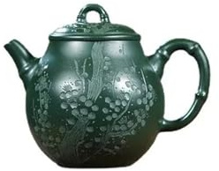 Service A Thé De l'après-Midi Service À Thé Kung Fu En, Œuf Dragon, Boue Minérale Originale, Vert Foncé, Théière Argile Violette Faite La Main, 12.2x9.7cm Services A Thé