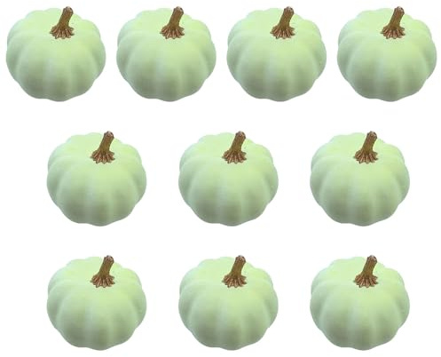 Uqezagpa Confezione da 10 zucche artificiali ornamentali facili da pulire, decorazione per le vacanze, per esposizioni in aula e per vetrine, centrotavola in schiuma di zucca del Ringraziamento