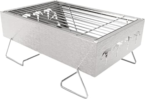 ROHCGHC Barbecue oven, Portable Mini BBQ Charcoal Grill Folding Stainless Steel For Camping Outdoor Barbecue Smoker