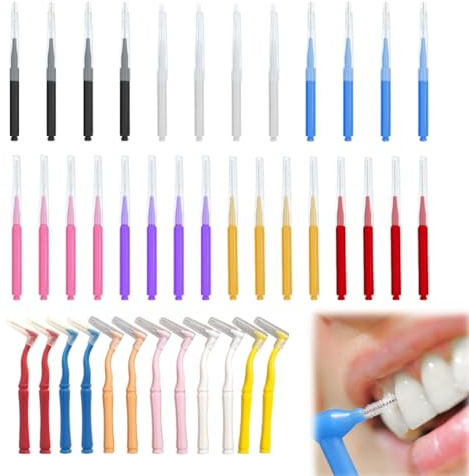 ZWWOGE Set di 40 Spazzolini Interdentali con 28 Dritti e 12 Curvati in 8 Colori Per Pulizia Dentale Completa Stuzzicadenti Filo e Cura dell'Apparecchio Ortodontico set utensili cucina silicone
