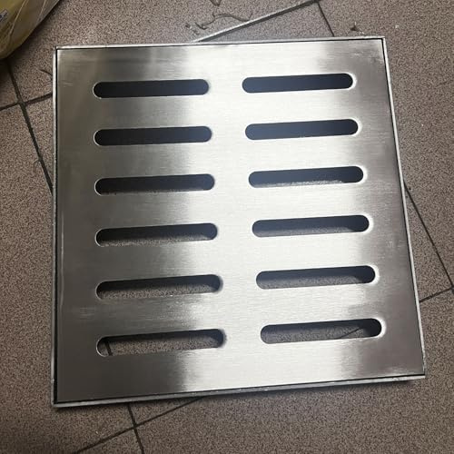 Rejilla de drenaje cuadrada de metal para desagüe de piso interior/exterior de 3 a 12 pulgadas con marco, ideal para garaje, jardín, pasarela, patio, terraza y alcantarillado (35 x 35 x 3 cm