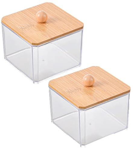 fkngcp Porta Qtip, 2 porta bastoncini di cotone in plastica trasparente, barattoli da farmacia antipolvere impermeabili con coperchi, tampone di cotone di capacità per tampone, pallina, tamponi, plet