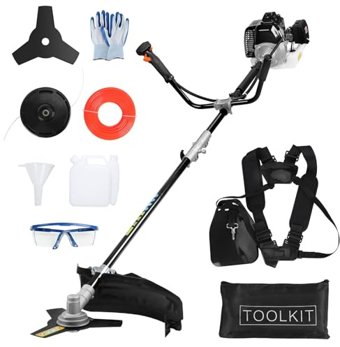 Puissant désherbant et Tondeuse à Gazon 2 Cycles de 52 CC, désherbeur Essence avec poignée Ergonomique Arbre dégagement Rapide, pour Un contrôle Robuste la végétation des Bordures Noir