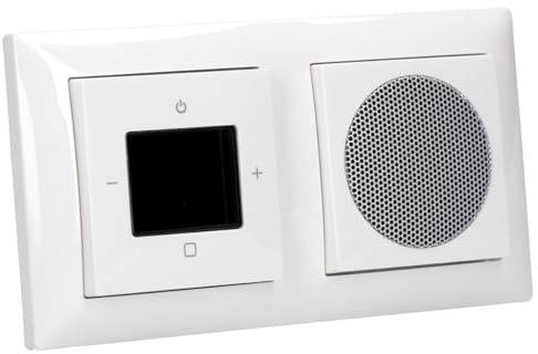Busch Jäger Unterputz Digitalradio 8215 U (8215U) Lautsprecher + Radioeinheit + Abdeckungen + 2fach Rahmen im eleganten balance® SI Design in alpinweiß 1722-914